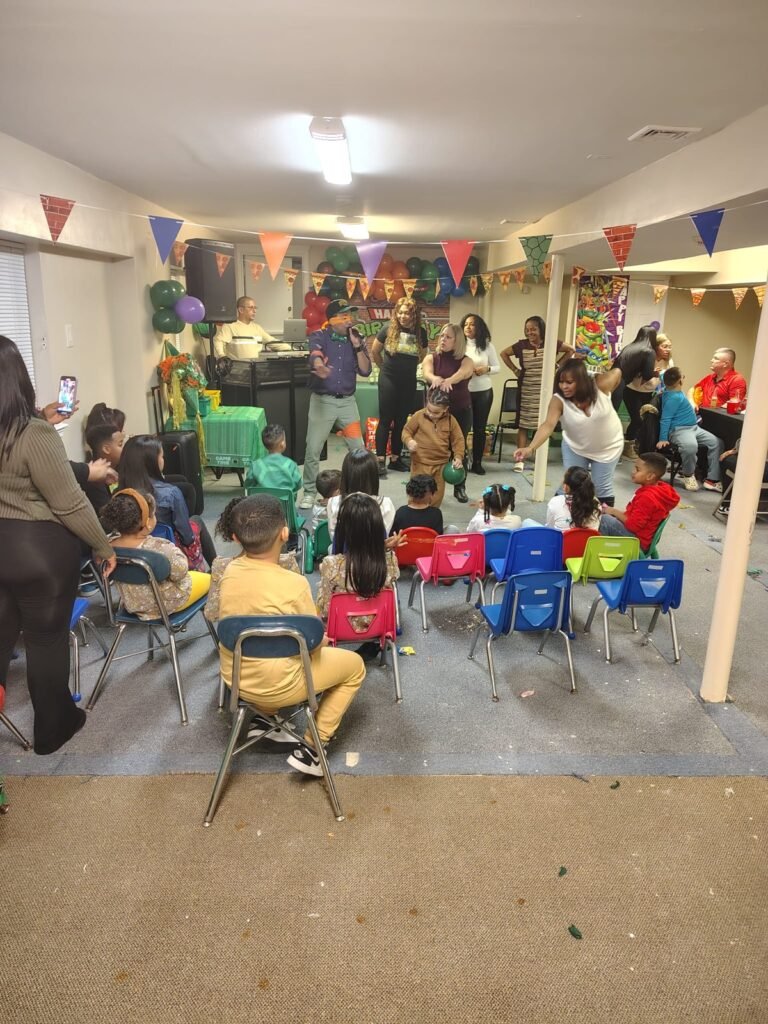 Kids seated watching an interactive school show