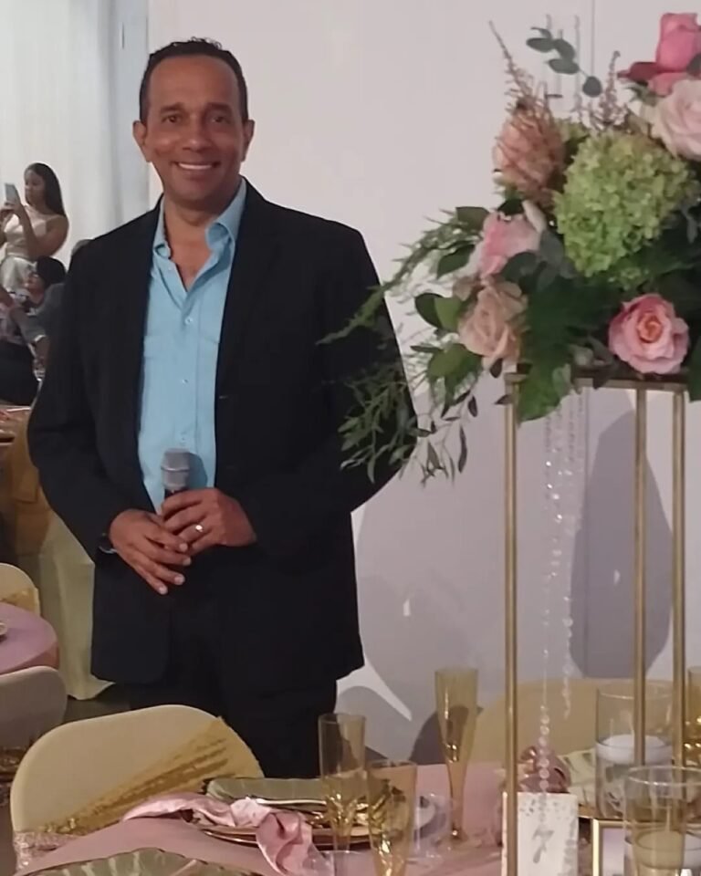 Master of ceremonies with a microphone at a wedding